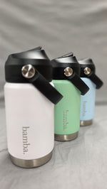 Load image into Gallery viewer, Three cylindrical containers labeled 'bamba' on a gray background
